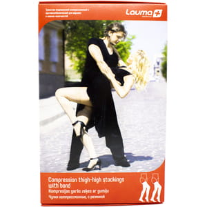 Чулки медицинские компрессионные LAUMA (Лаума) модель AG309 класс ІІ с резинкой, с мыском 23-32 мм рт.ст. цвет натуральный размер 4D