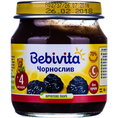 Пюре фруктовое детское BEBIVITA Бебивита Чернослив 100 г