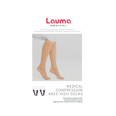 Гольфы медицинские компрессионные LAUMA (Лаума) модель AD 209 23-32 мм рт.ст. класс II Cotton Line без мыска цвет натуральный размер 3D