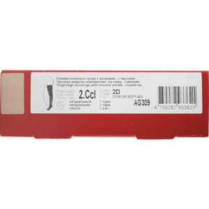 Чулки медицинские компрессионные LAUMA (Лаума) модель AG309 класс ІІ с резинкой, с мыском 23-32 мм рт.ст. цвет натуральный размер 2D