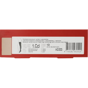 Чулки медицинские компрессионные LAUMA (Лаума) модель AG303 класс І с кружевом, с мыском 18-21 мм рт.ст. цвет натуральный размер 1D