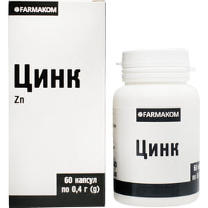 Цинк капсули по 0,4 г дієтична добавка Фармаком флакон 60 шт