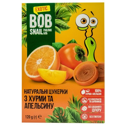 Цукерки дитячі натуральні Bob Snail (Боб Снеіл) Равлик Боб з хурми та апельсину 120 г