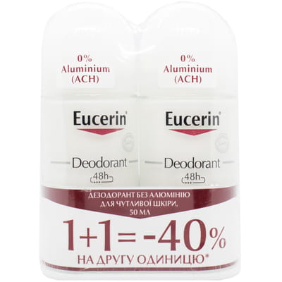 Дезодорант роликовий для тіла EUCERIN (Юцерин) Без алюмінію для чутливої шкіри 50 мл 2 шт