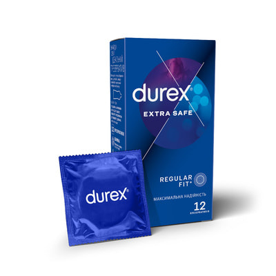 Презервативи латексні з силіконовою змазкою DUREX (Дюрекс) Extra Safe максимальна надійність 12 шт