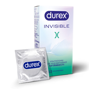 Презервативи латексні з силіконовою змазкою DUREX (Дюрекс) Invisible (Інвізібл) ультратонкі 12 шт
