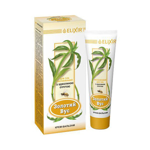 Крем-бальзам для тела Эликсир Золотой ус с пчелиным ядом успокаивающий против болей в суставах 75 мл