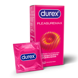Презервативы латексные с силиконовой смазкой DUREX (Дюрекс) Pleasuremax с ребрами и точками 12 шт