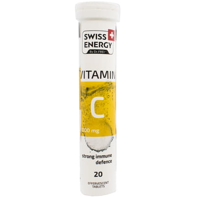 Вітаміни таблетки шипучі Swiss Energy (Свіс Енерджі) Vitamin C (Вітамін С) 1000 мг туба 20 шт