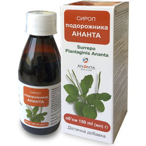 Сироп Подорожника Ананта від сухого кашлю та подразнення в горлі пляшка 150 мл