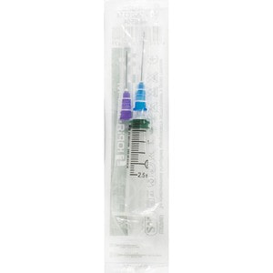 Шприц 2,5 мл инъекционный одноразовый трехкомпонентный с двумя иглами Юрия фарм 1 шт