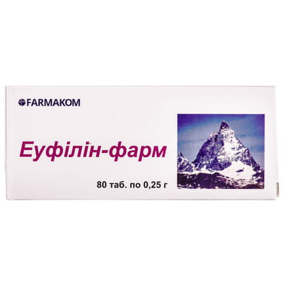 Таблетки для снятия приступов бронхиальной и сердечной астмы Эуфиллин-фарм 8 блистеров по 10 шт