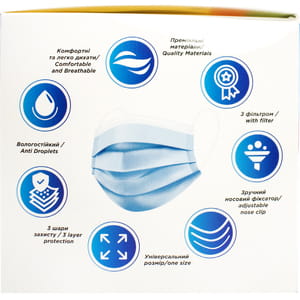 Маска медицинская защитная на лицо нетканная одноразовая нестерильная с резиновыми заушниками 50 шт SafeMed