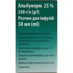Альбунорм 25% р-р д/инф. 250г/л фл. 50мл №1