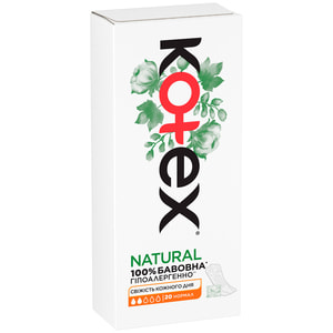 Прокладки щоденні жіночі KOTEX (Котекс) Natural Normal (Натурал нормал) 20 шт