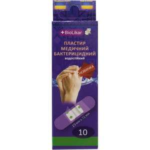 Пластырь бактерицидный Biolikar (Биоликар) водостойкий размер 19 мм x 72 мм 10 шт