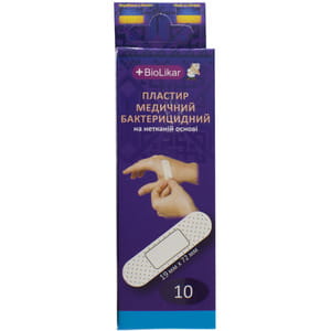 Пластырь бактерицидный Biolikar (Биоликар) нетканый размер 19 мм x 72 мм 10 шт