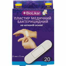 Пластырь бактерицидный Biolikar (Биоликар) нетканый размер 25 мм x 72 мм 20 шт