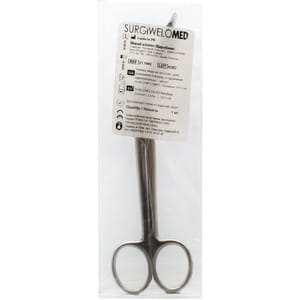 Ножниці медичні горизонтально-зігнуті для розрізання пов'язок з ґудзичком по Lister 18,5 см артикул 21.1980 SURGIWELOMED