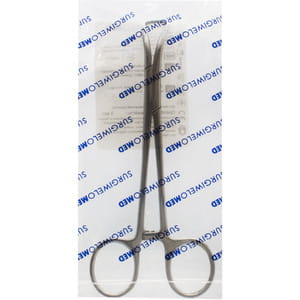 Затискач по Backhaus з кремальєрою для операційної білизни довжина 15 см SURGIWELOMED