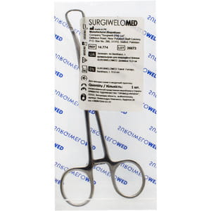 Затискач по Backhaus з кремальєрою для операційної білизни довжина 15 см SURGIWELOMED