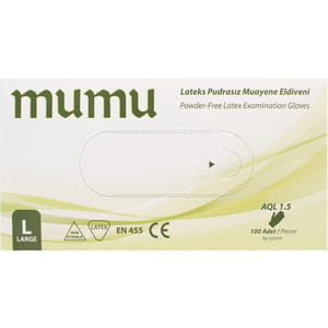 Рукавички оглядові латексні MUMU нестерильні неприпудрені розмір L колір білий 1 пара