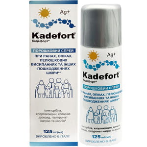 Кадефорт порошковий спрей для заживлення ран, опіків, пелюшкових висипань у флаконі 125 мл