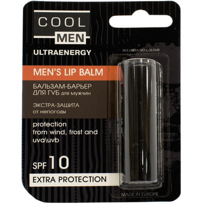 Бальзам-бар'єр для губ COOL MEN ULTRAENERGY + SPOPT (Кул мен ультраенерджі + спорт) Екстра захист чоловічий SPF 10 4,8 г