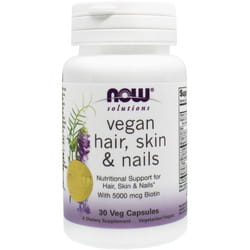 Комплекс для волос, кожи и ногтей растительный NOW (Нау) Vegan Hair, Skin & Nails (Веган хаир скин энд нейлс) капсулы 30 шт