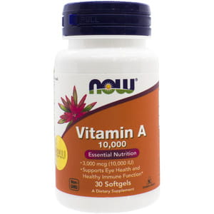 Вітамін А 10000 МО NOW (Нау) незамінний нутрієнт капсули флакон 30 шт