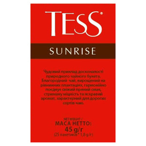 Чай черный TESS (Тесс) Sunrise цейлонский байховый мелкий в фильтр-пакетах по 1,8 г 25 шт