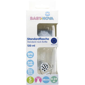 Бутылочка для кормления BABY-NOVA (Беби нова) Декор пластиковая для мальчика 120 мл