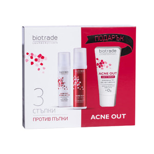 Набор для лица BIOTRADE Acne Out (Биотрейд Акне Аут) для жирной и проблемной кожи с акне крем 60 мл + лосьон 60 мл +гель очищающий 50 мл
