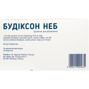Будіксон Неб сусп. д/розп. 0,25мг/мл конт. 2мл упак. (40доз) №20