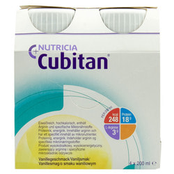 Продукт питания для специальных медицинских целей: энтеральное питание Cubitan (Кубитан) со вкусом ванили 4 бутылочки по 200 мл