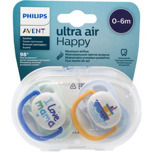 Пустышка силиконовая AVENT (Авент) SCF080/01 I love (Ай лав) от 0 до 6 месяцев для мальчиков 2 шт