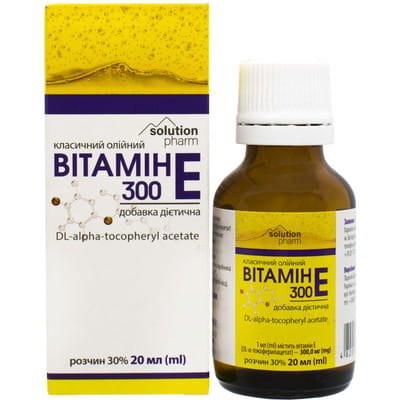 Вітамін Е 300 класич. р-н олійний орал. 30% фл. 20мл Solution Pharm