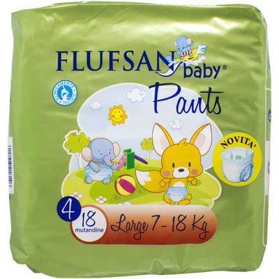 Підгузки-трусики для дітей FLUFSAN (Флуфсан) 4 від 7 до 18 кг 18 шт