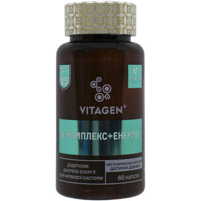 Диетическая добавка комплекс витаминов В VITAGEN (Витаджен) №25 B-Комплекс + Энергия капсулы флакон 60 шт
