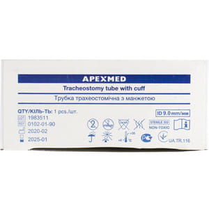 Трубка трахеостомическая с манжетой размер 9,0 мм Apexmed