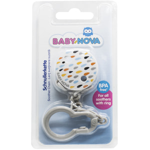 Прищепка с цепочкой для пустышки BABY-NOVA (Беби нова) Капли цвет в ассортименте 1 шт