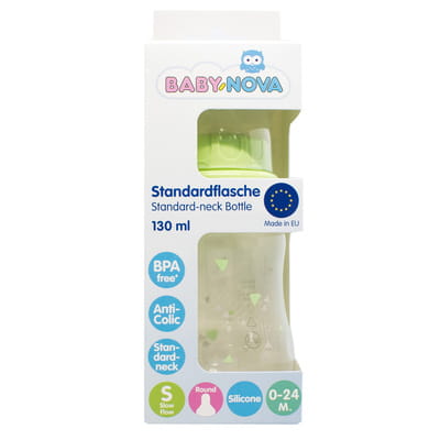 Бутылочка для кормления BABY-NOVA (Беби нова) одноцветная пластиковая салатовая 130 мл