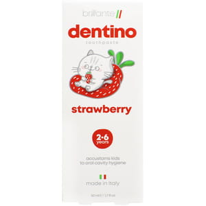 Зубна паста-гель для дітей BRILLANTE DENTINO (Бріллант Дентіно) Strawberry Kids з 2-х до 6-ти років 50 мл