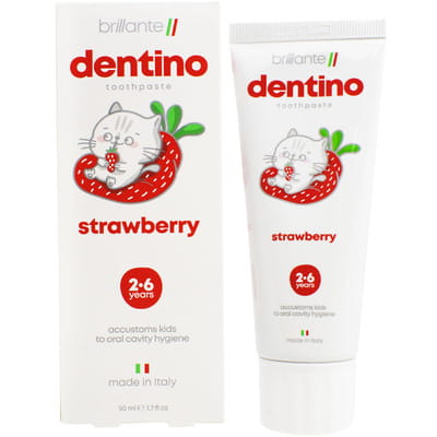 Зубная паста-гель для детей BRILLANTE DENTINO (Бриллант Дентино) Strawberry Kids с 2-х до 6-ти лет 50 мл