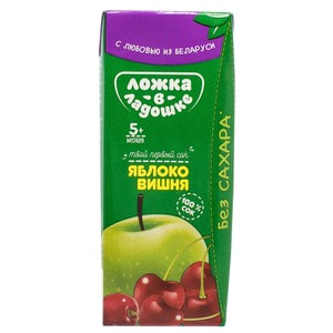 Сік дитячий ЛОЖКА В ЛАДОШКЕ яблуко-вишня з 5 місяців без цукру 200 мл
