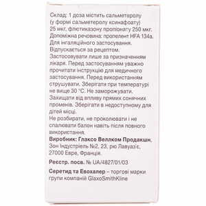 Серетид Эвохалер аэр. д/инг. дозир. 25мкг/250мкг/дозу бал. 120доз