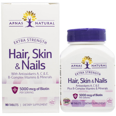 Экстра Сила APNAS NATURAL (Апнас Натурал) таблетки для улучшения волос, кожи и ногтей банка 90 шт