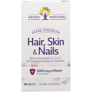 Экстра Сила APNAS NATURAL (Апнас Натурал) таблетки для улучшения волос, кожи и ногтей банка 90 шт