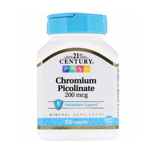 Піколінат хрому 21ST CENTURY (21ст сентері) таблетки по 200 мкг банка 100 шт