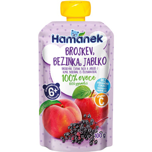 Пюре фруктове дитяче HAMANEK (Хаманек) Яблуко, персик та бузина пауч 100 г